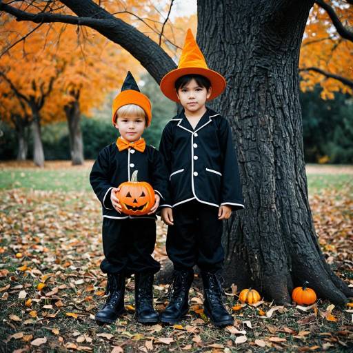 Trio Halloween Costume with Boy in Pumpkin
