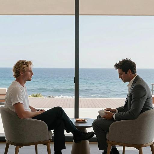 Ocean View: Modern Men in Relaxed Setting