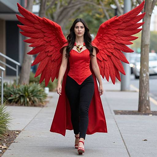 Phoenix Apocalypse Costume with Red Wings