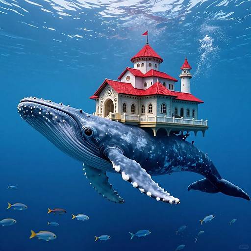 Colossal Whale Carrying Red-Roofed Palace