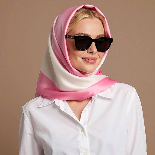 Chic Blonde Woman in Silk Headscarf