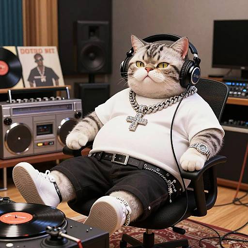 Fat Cat Rapper in Luxury Studio