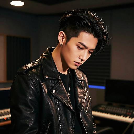 Edgy Comb Over Musician Portrait