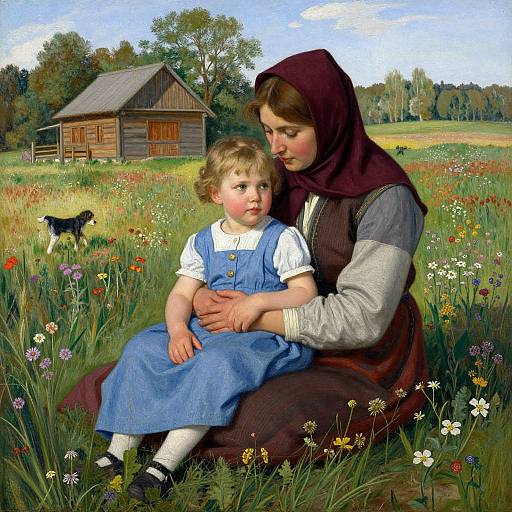 Serene Maternal Pastoral Scene