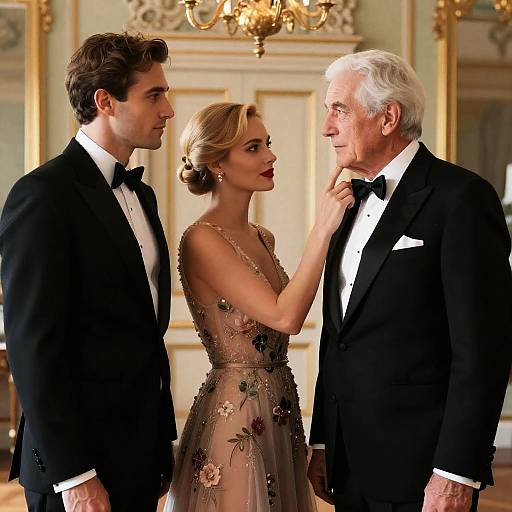 Elegant Trio in an Ornate Room