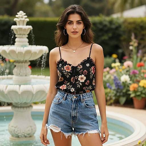 Bohemian Woman in Flower Garden