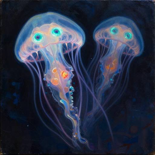 Bioluminescent Jellyfish Double Exposure