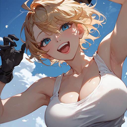 Smiling Anime Girl Outdoors