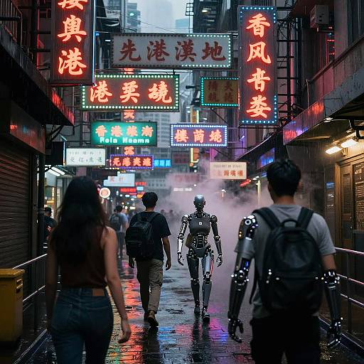 Hong Kong Cyberpunk Neon Alleyway