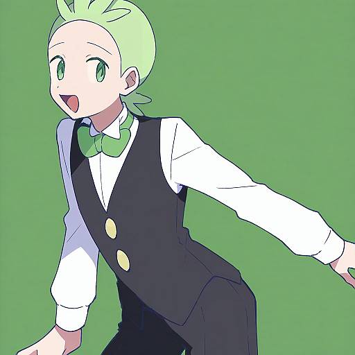 Illustration of Cilan (pokemon), pokemon in the style of Ica