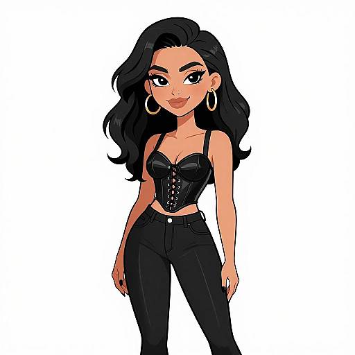 Edgy Glam Woman in Leather Corset