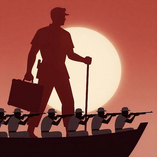 Dramatic Scene with Silhouettes and Sunlight