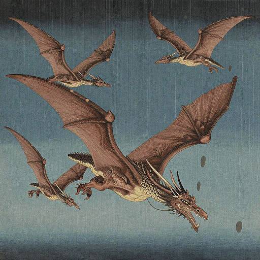 Ukiyo-e Jesus Slays Dragons Amid Meteorites