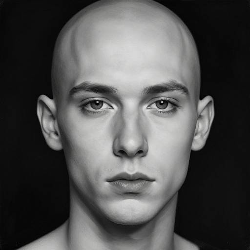 Monochrome Artistic Bald Male Portrait