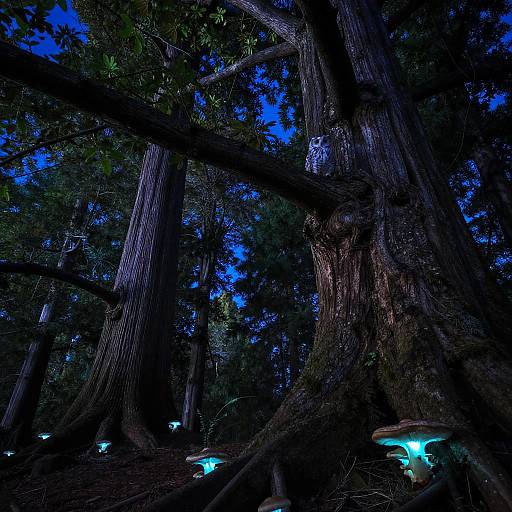 Ancient Forest Night with Bioluminescence
