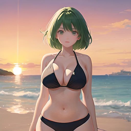 Adventurous Beach Painter at Sunset