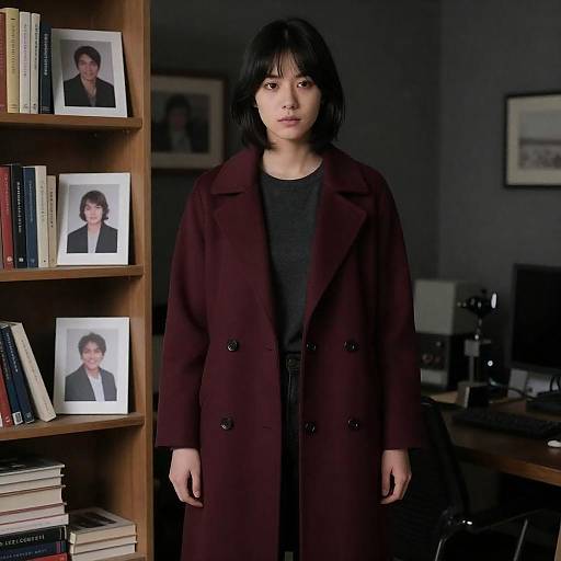 Young Woman in Dimly Lit Room