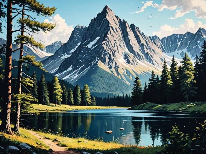 Charming Mountain Landscape with Lake
