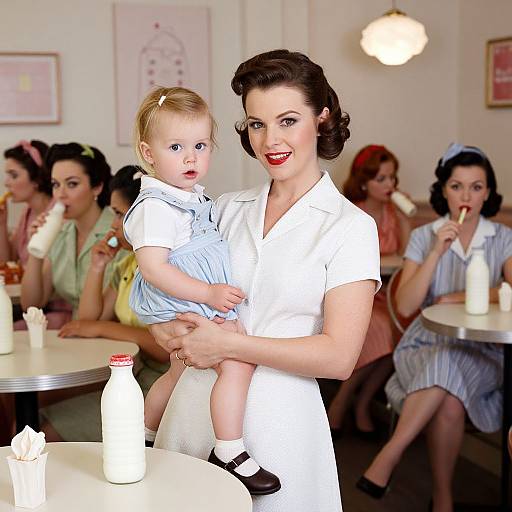 1950s Housewife in Vintage Coffee Shop