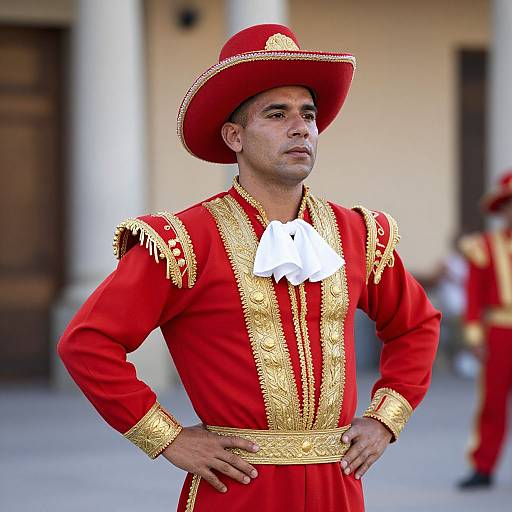 Spanish Man in Red and Gold Costume