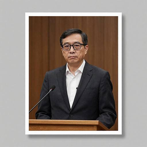 Serious Man at Podium Portrait