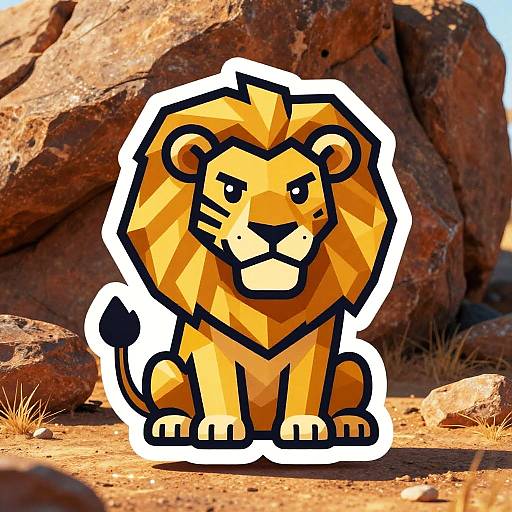 Cocky Lion Emoji Vector Mascot
