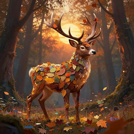 Regal Autumn Stag in Enchanted Forest