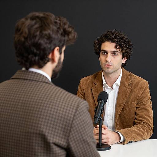 Two men in a formal interview setting