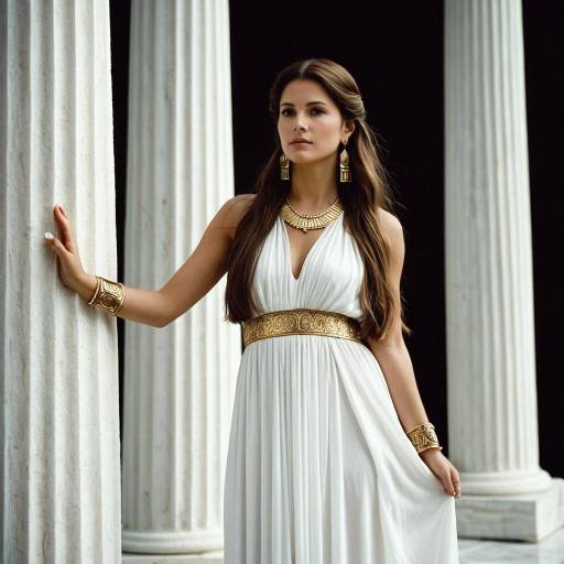 Woman in White Greek Goddess Costume