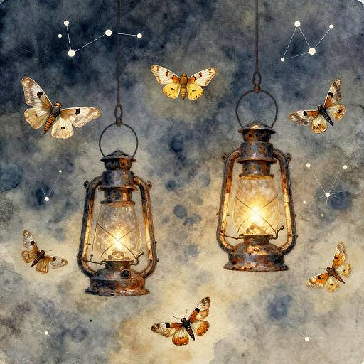 Ethereal Watercolor Moths & Lanterns