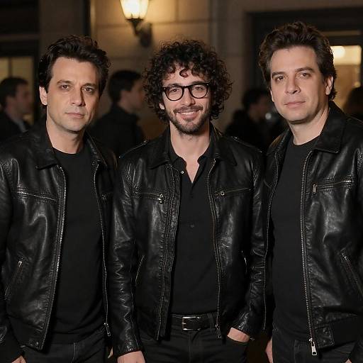 Smiling Curly-Haired Man in Urban Night