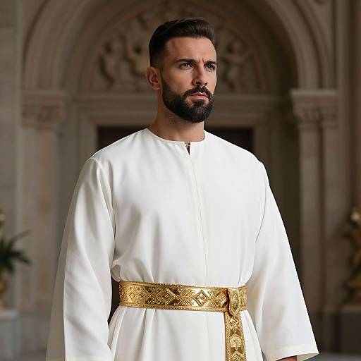 Distinguished Man in Elegant White Robe