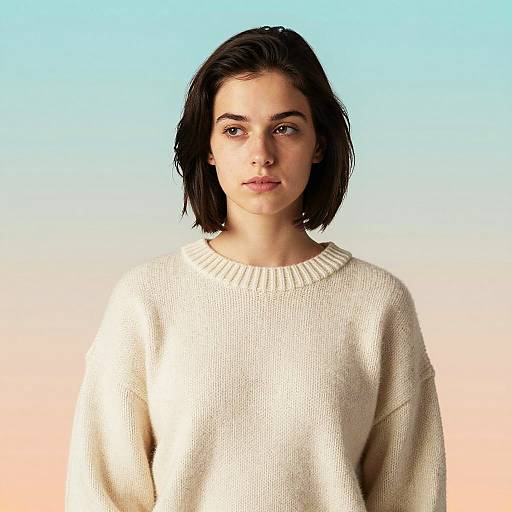 Young Woman in Cozy Knit Sweater