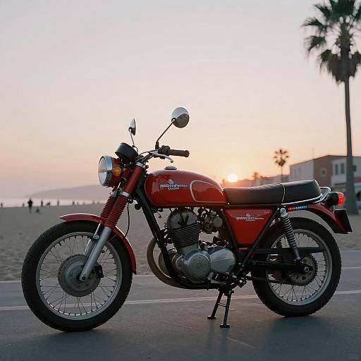 Vintage Ducati Motorcycle at Sunset