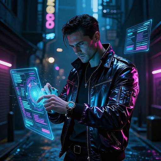 Cyberpunk Gangster in Neon City