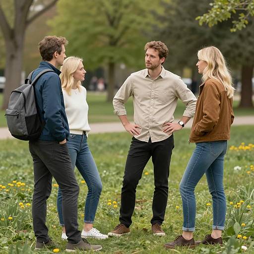 Casual Conversation in a Grassy Park