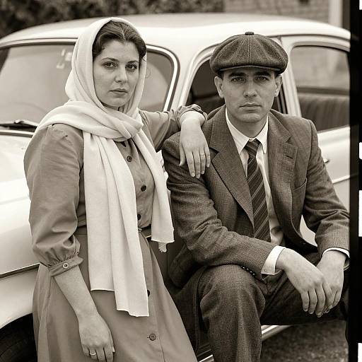 Vintage Style Couple with Classic Car