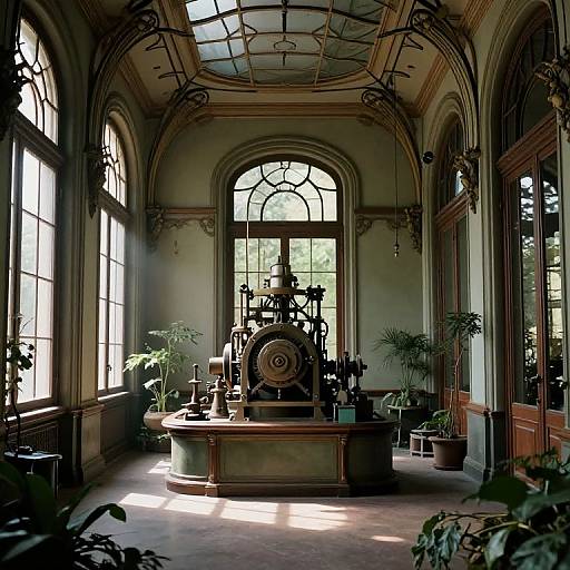 Overgrown Art Nouveau Interior with Machine