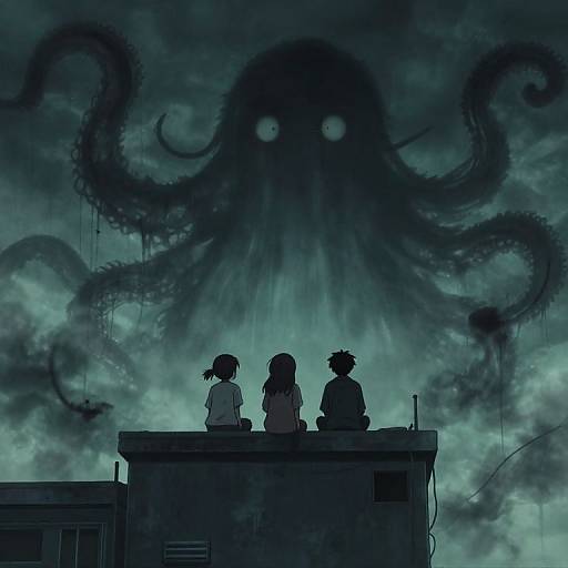 Kawaii Teens Watching Shadow Monster