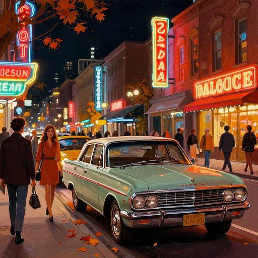 1968 Vibrant Night City Scene
