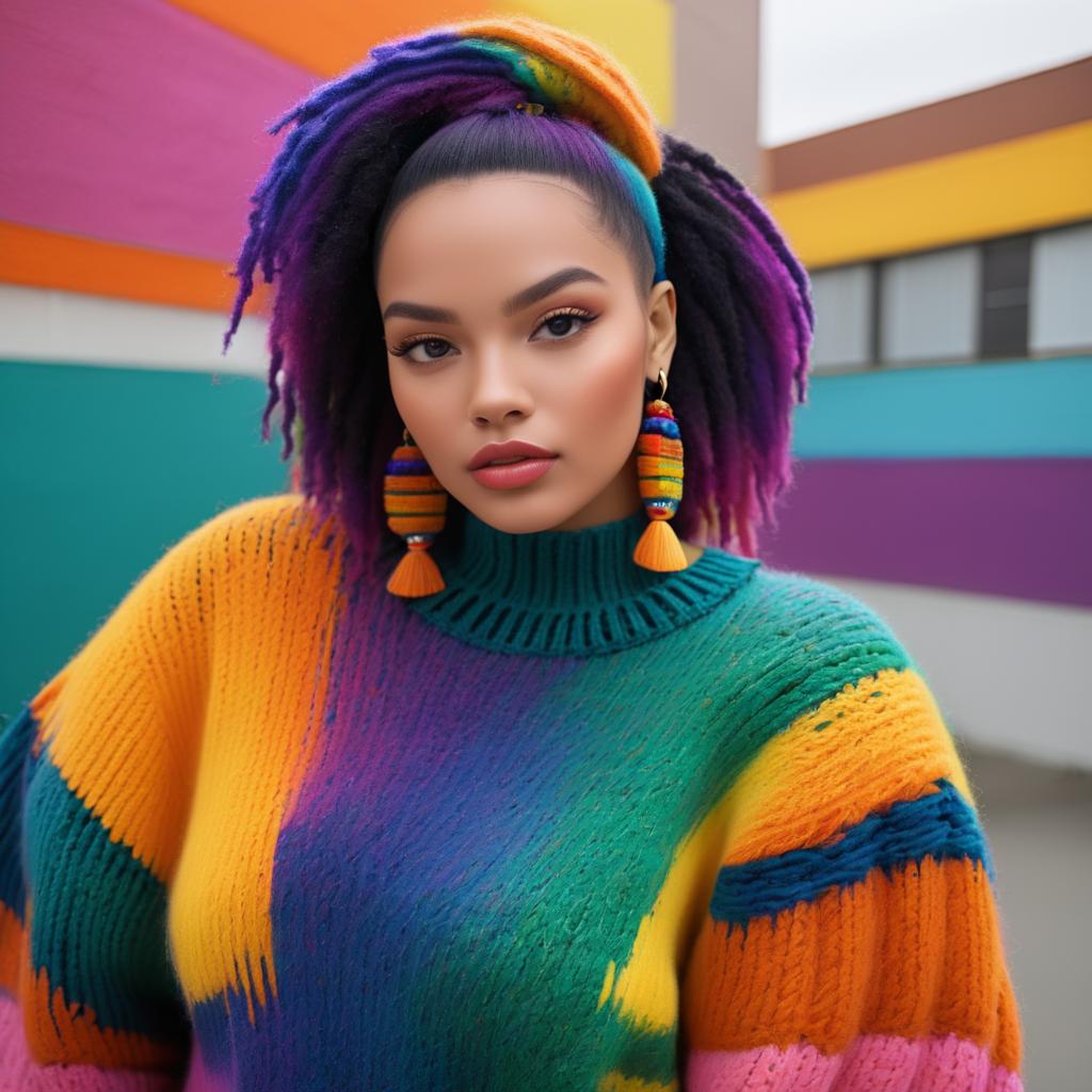 Vibrant Artist in Oversized Sweater