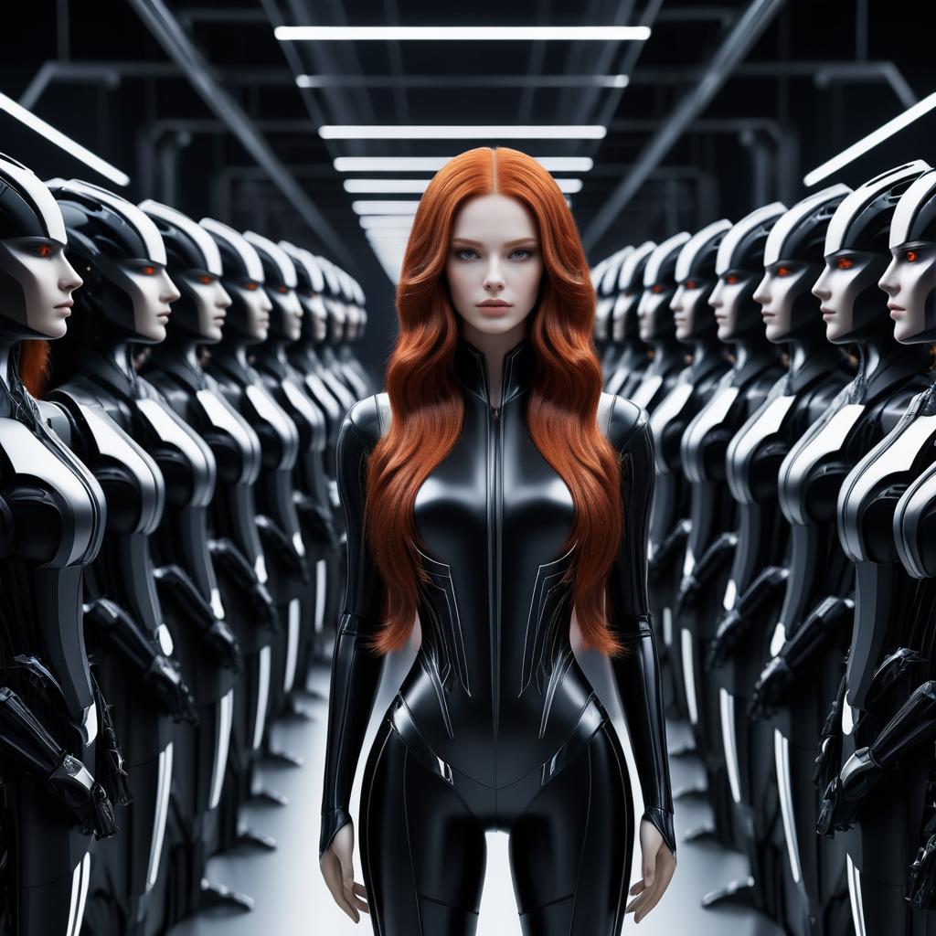 Humanoid Androids with a Striking Redhead