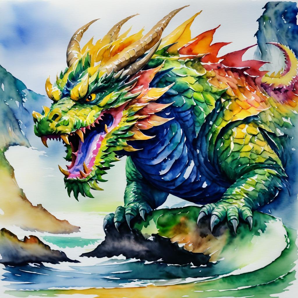 Monet-Style Portrait of Fierce Dragon