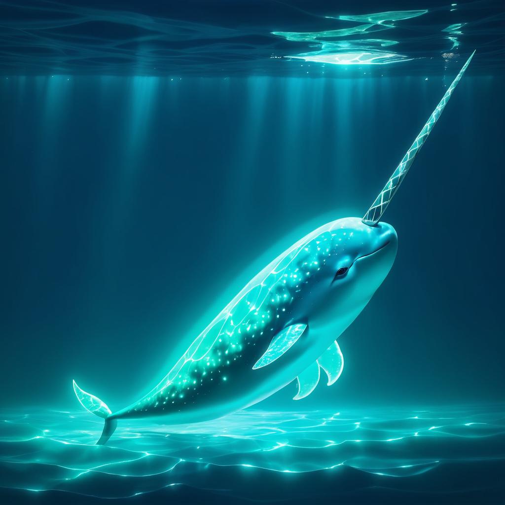 Radiant Turquoise Narwhal in Water