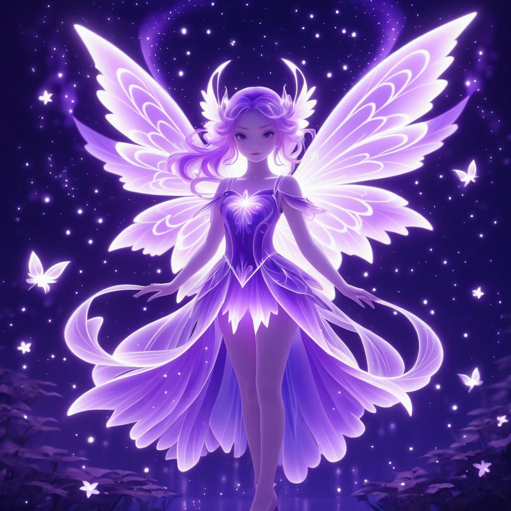 Ethereal Purple Fairy in Anime Style