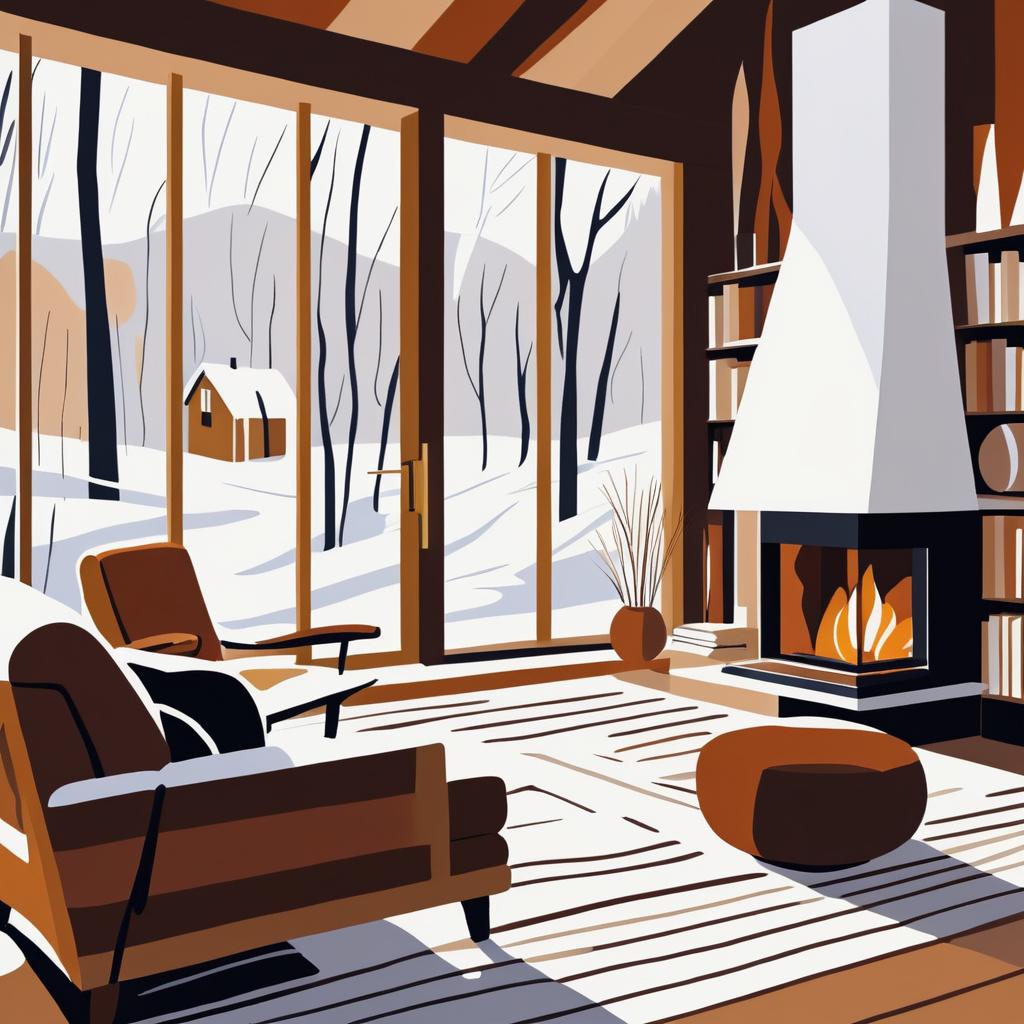 Cozy Winter Cabin in Matisse Style