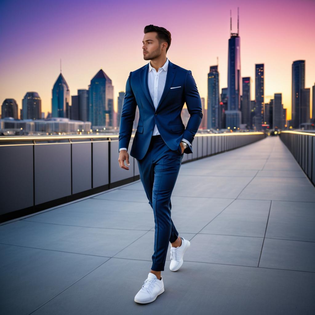 Stylish Young Professional in City Twilight