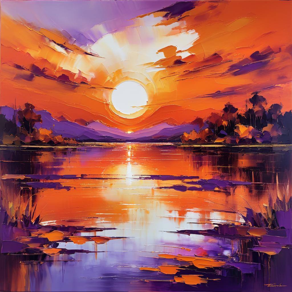 Vibrant Sunset Over a Serene Lake