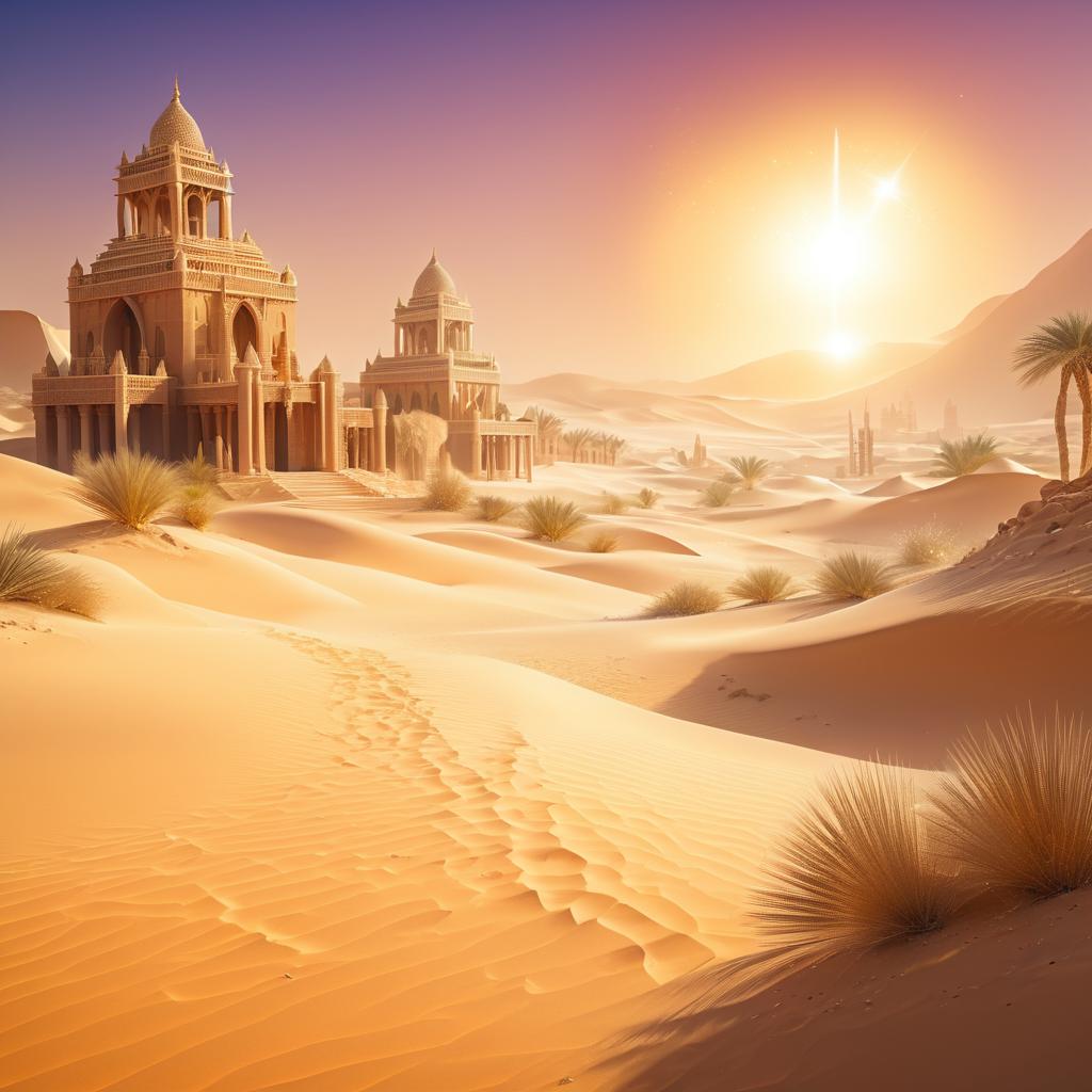 Mystical Desert with Ancient Ruins