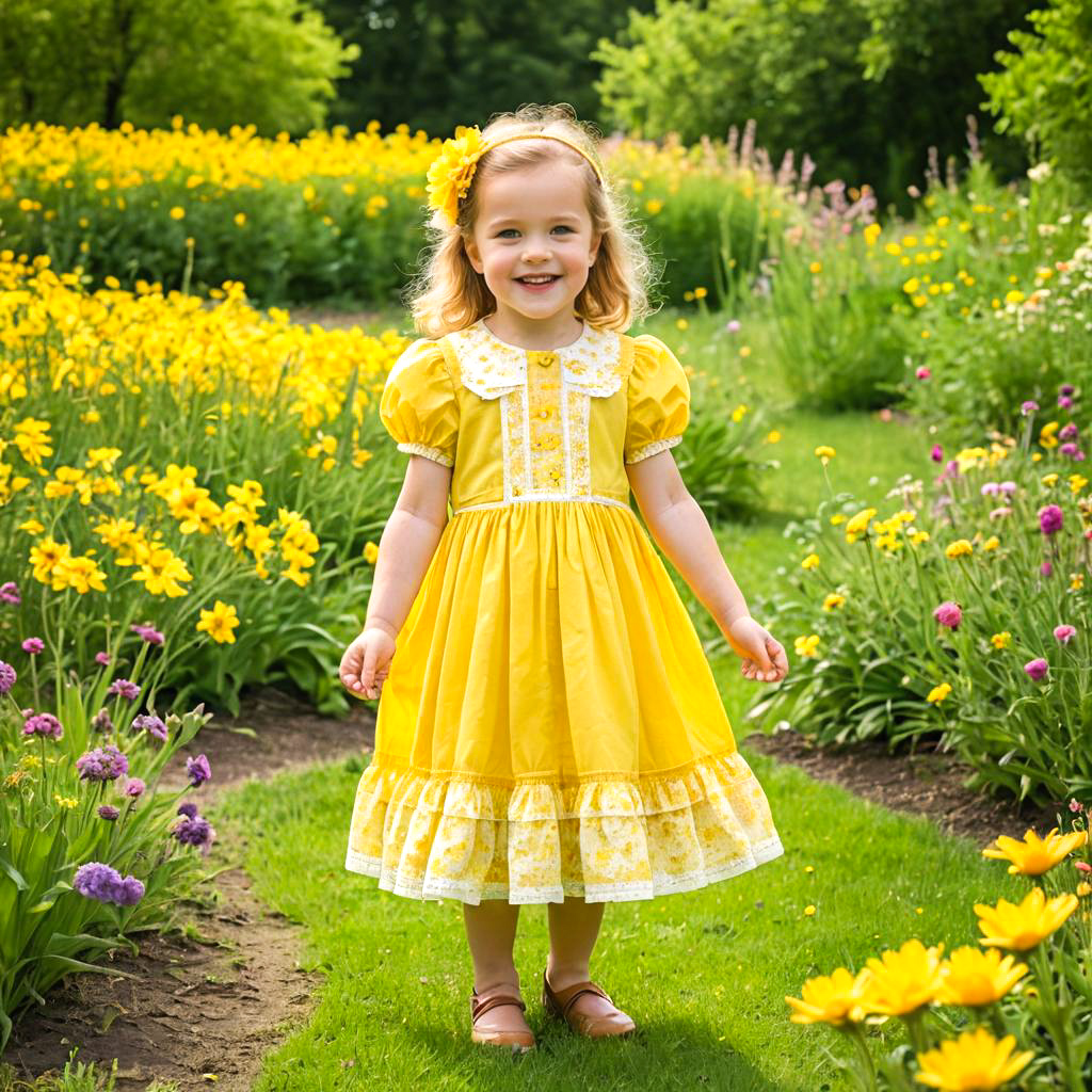 Joyful Child in Bright Prairie Dress